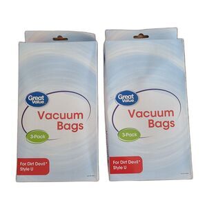 Great Value Dirt Devil "Style U" Vacuum Bags - Two 3-Pack Boxes - Part #1615809